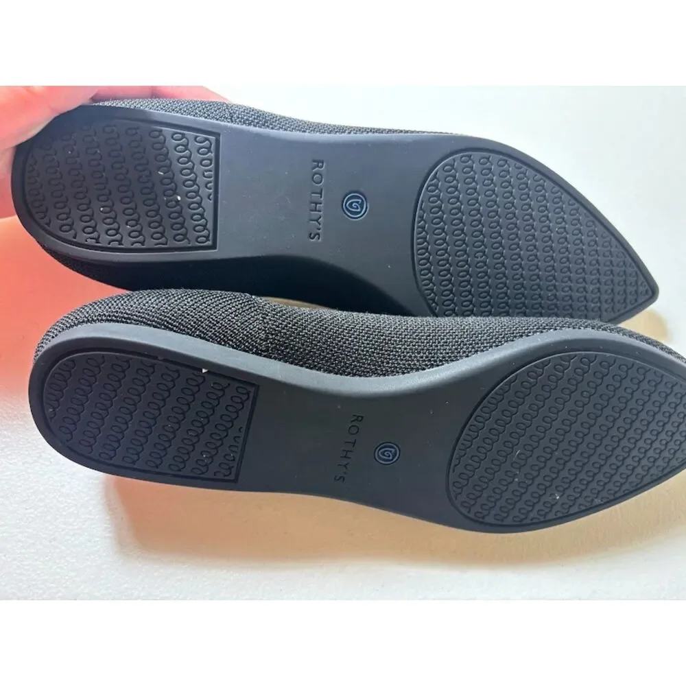 Rothy's The Point Flat Size 9.5 Ballet Shoe Black Washable Closet Staple Minimal